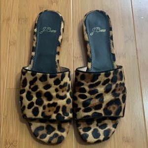 J.Crew Slide Sandal in Leopard Calf Hair